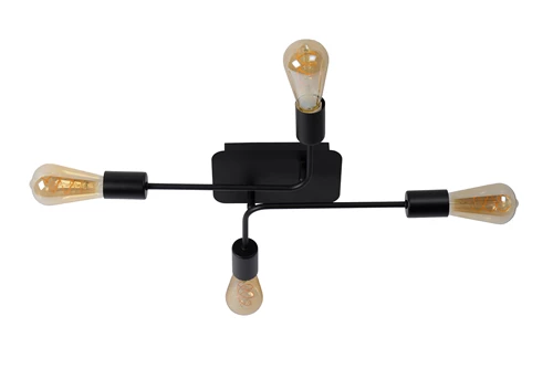 Lucide LESTER - Plafonnier - 4xE27 - Noir - éteint